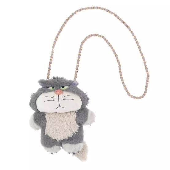 Disney迪士尼|Fluffy Plush Shoulder Bag Cinderella Pochette毛茸茸路西法猫/玛丽猫毛绒玩偶链条包/斜挎包|縦約21×横17.5×厚み7.5(cm