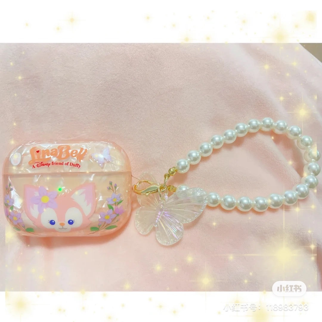 Disney SH|LINABELL玲娜贝儿AirPro无线耳机套/保护壳/珍珠蝴蝶吊饰