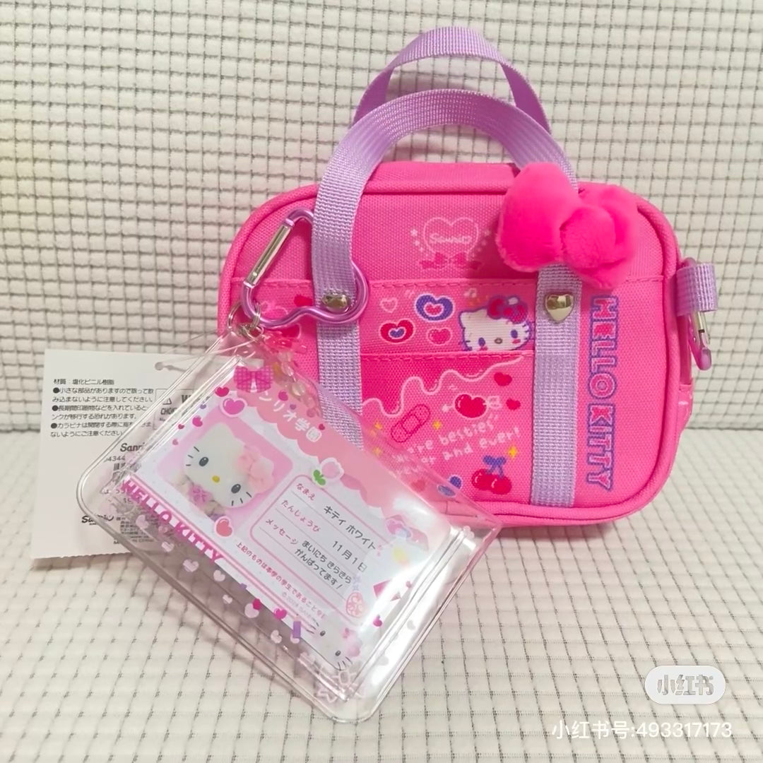 Sanrio三丽鸥|闪闪高校系列爱心扣Hello kitty粉色1面透明收纳包/痛包挂件/手提包|約15.5×11.5×5.5cm