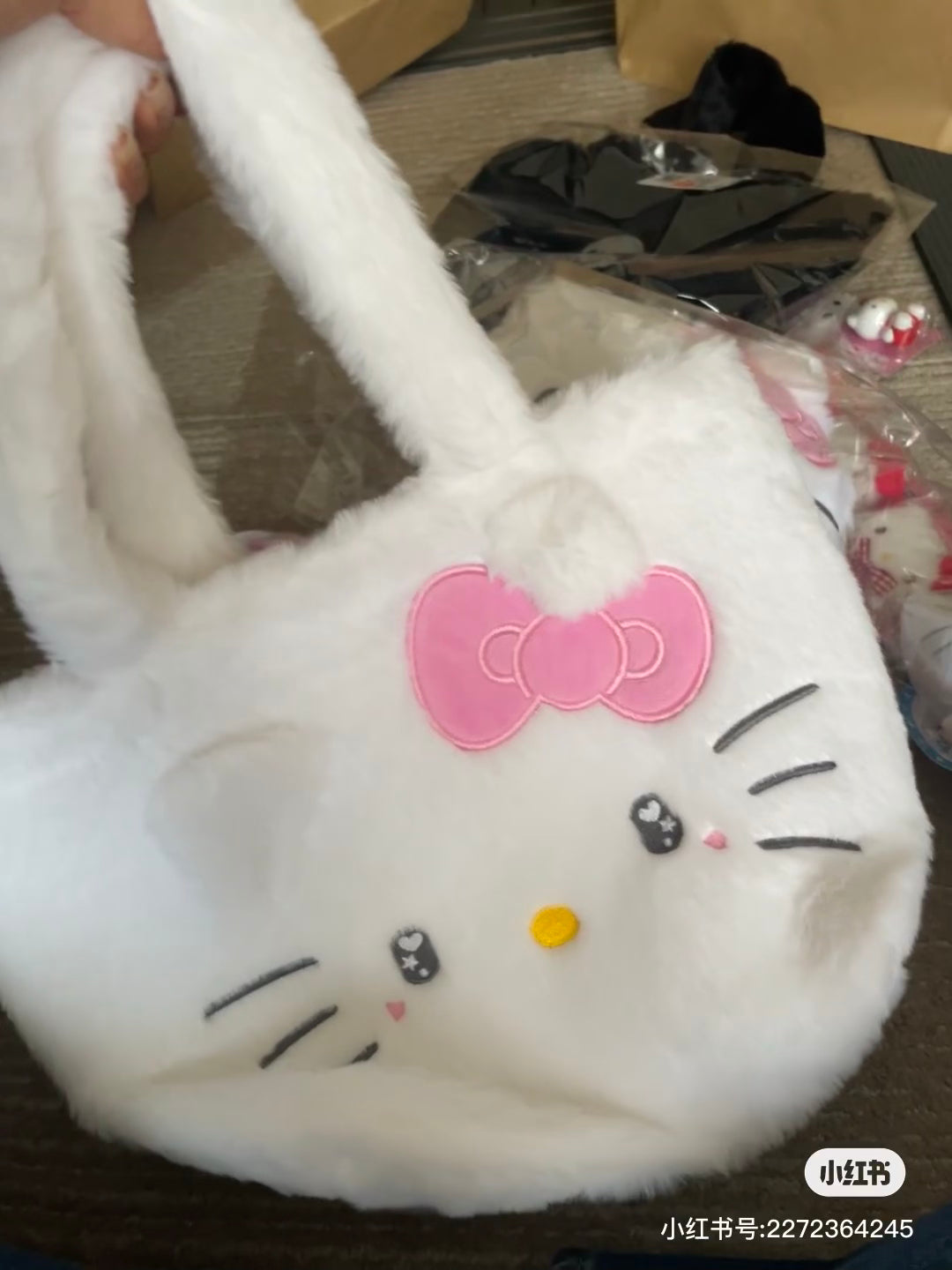 Sanrio三丽鸥|Characters Fur Tote Bag星星眼可爱角色毛茸茸手提托特包|约高20cm×底宽20cm×顶30cm