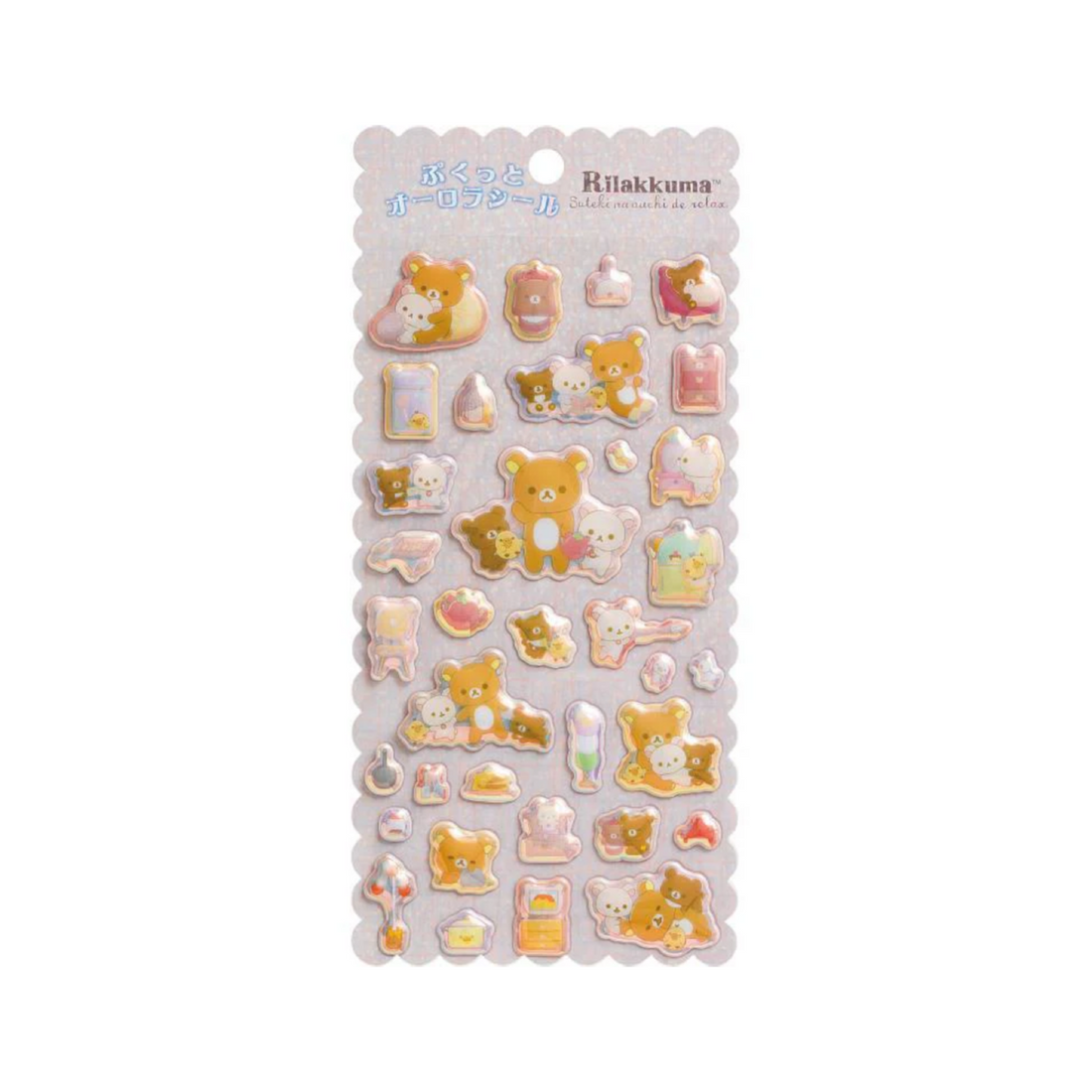 Rilakkuma轻松熊|Pukutto Aurora Stickers -Furniture San-X极光PVC立体贴纸|约200mm x 95mm