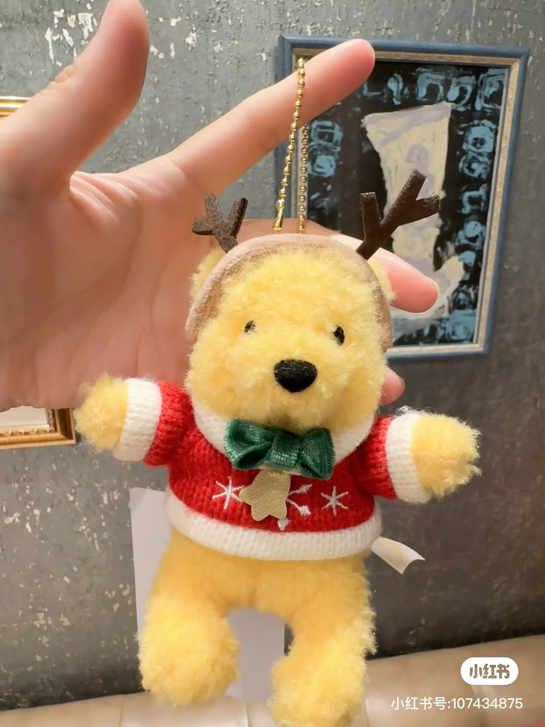 Disney迪士尼 |东迪2024Christmas冬日圣诞限定Pooh噗噗维尼红毛衣麋鹿角毛绒玩偶挂件/胸针/包挂