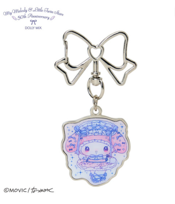 Sanrio|MyMelody × Little Twin Stars 50th anniversary Dolly Mix Metal Keychain/Keyring|3.2×0.2×4cm approx.