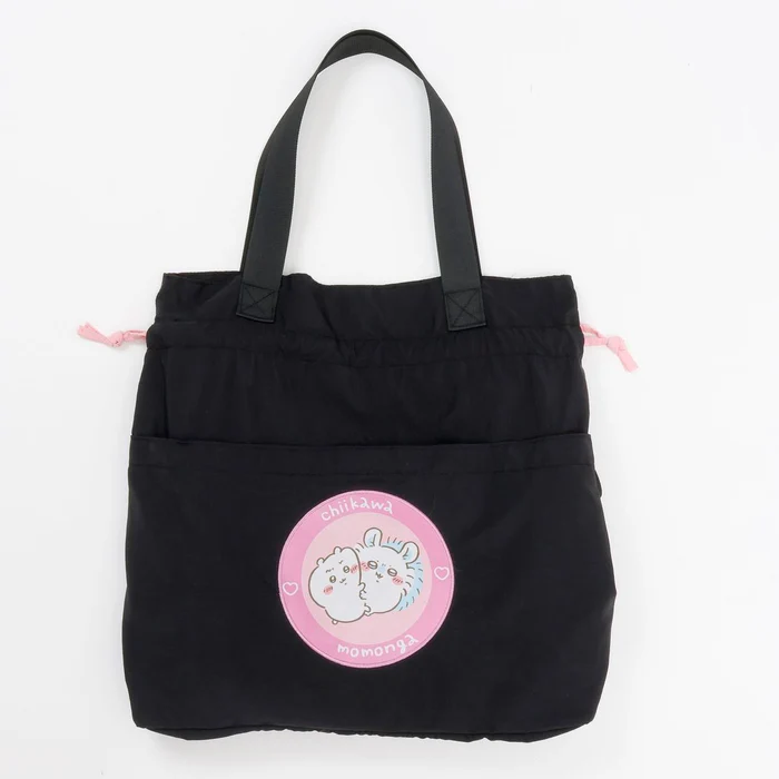 Chiikawa 吉伊卡哇|黑色双肩单间两用抽绳束口包/背包|约H370 x W410 x D130mm