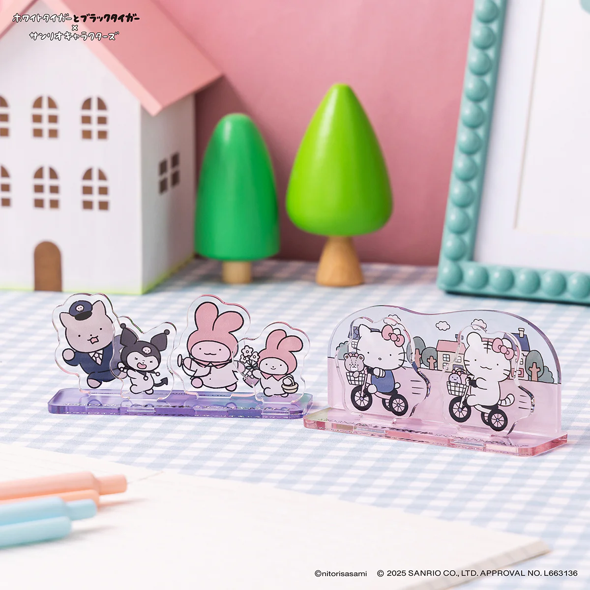 Sanrio|White Tiger and Black Tiger Prawn Character Layered Acrylic Stand|H43 x W90 x D30mm approx.