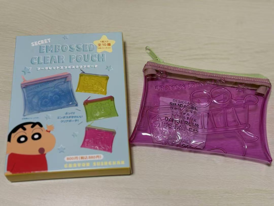 Crayon shin-chan|Secret Emboss Clear Pouch mystery bag/blind box/All 10 types|1pcs