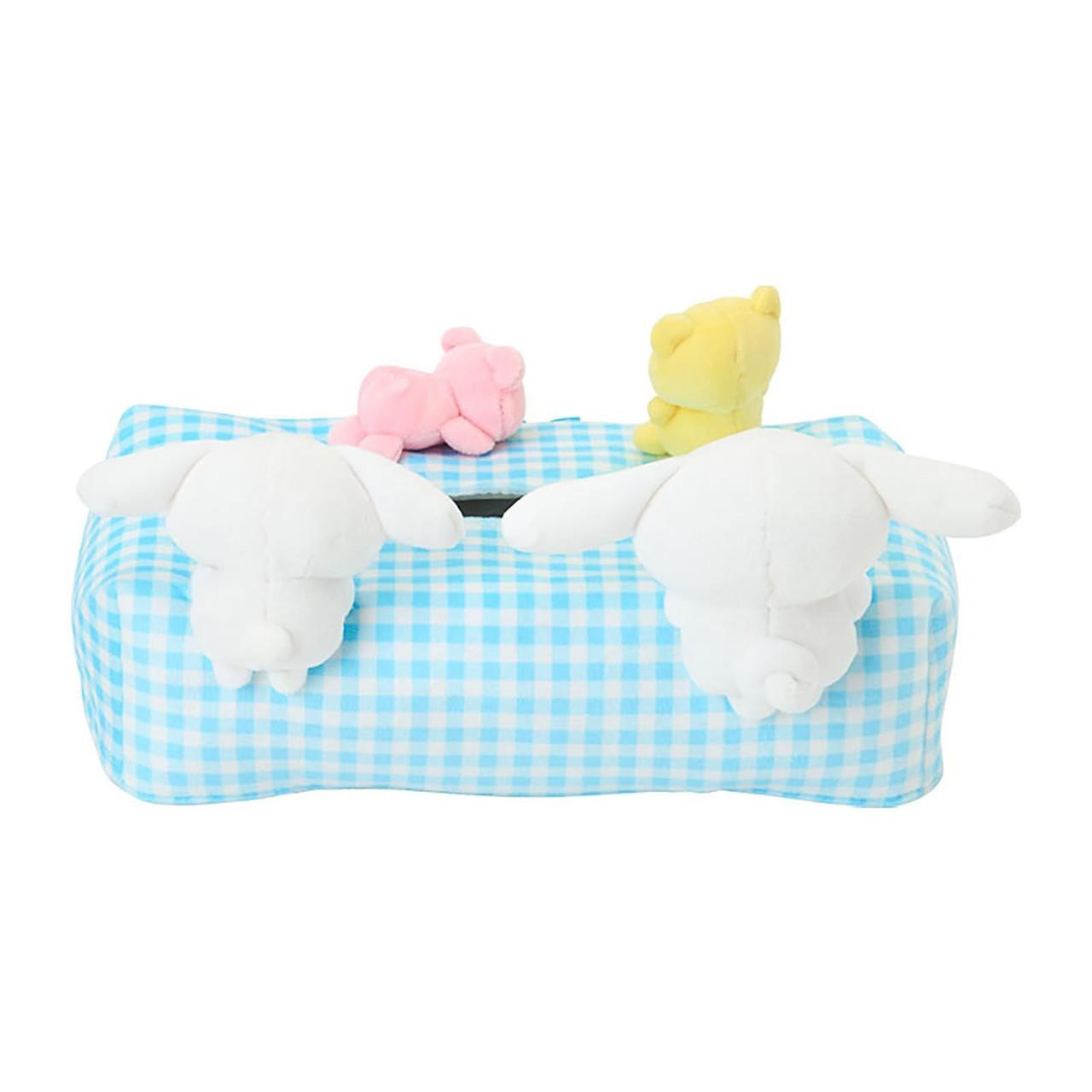 sanrio三丽鸥|Tissue Box Case可爱角色毛绒玩偶格纹纸巾盒/纸巾套|约25×16.5×14cm