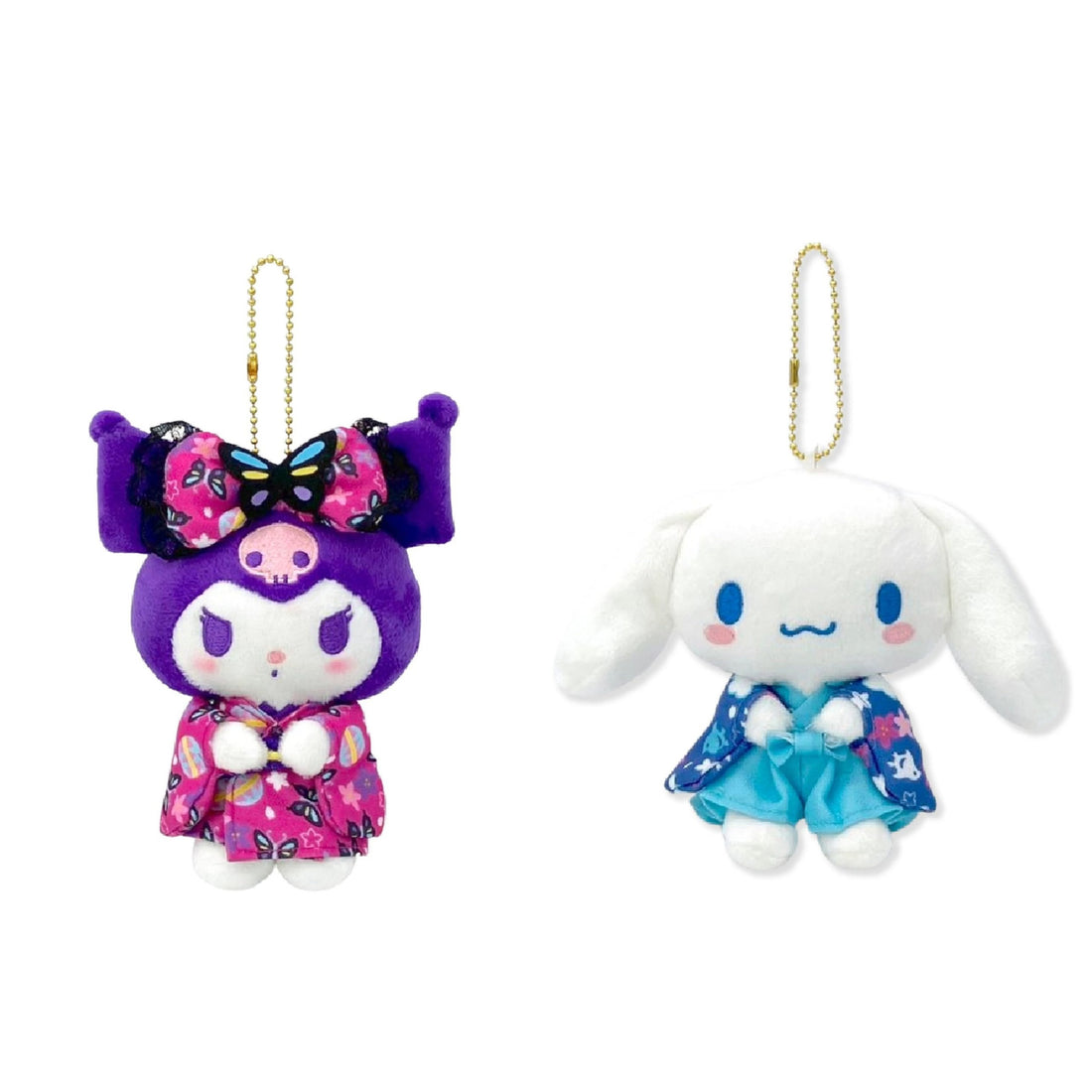 Sanrio三丽鸥|Nakajima Sanrio Butterfly Kimono 蝴蝶和服系列可爱角色毛绒玩偶挂件/包挂|约 6.0 x 11.0 x 15.0cm