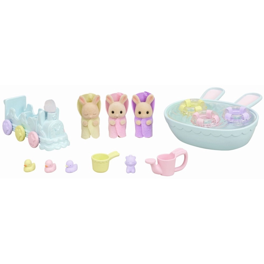 SylvanianFamilies|Triplets Baby Bathtime Set-Milk Rabbit-5707