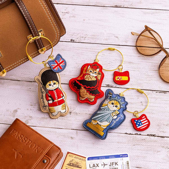 Mofusand|Mofumofu Journey Cat Flamenco Flanyanko Embroidery Keychain| 90×70×18mm approx.