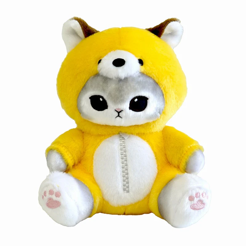 Mofusand|Chubby Potetama Plush Toy - Fox Cat : Kitsune Nyan Gray| 200×140×210mm approx.