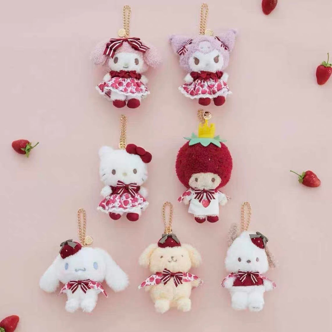 Sanrio|Maison de FLEUR (Strawberry Newspaper Collaboration Mascot Holder /Plush Keychain/mdf