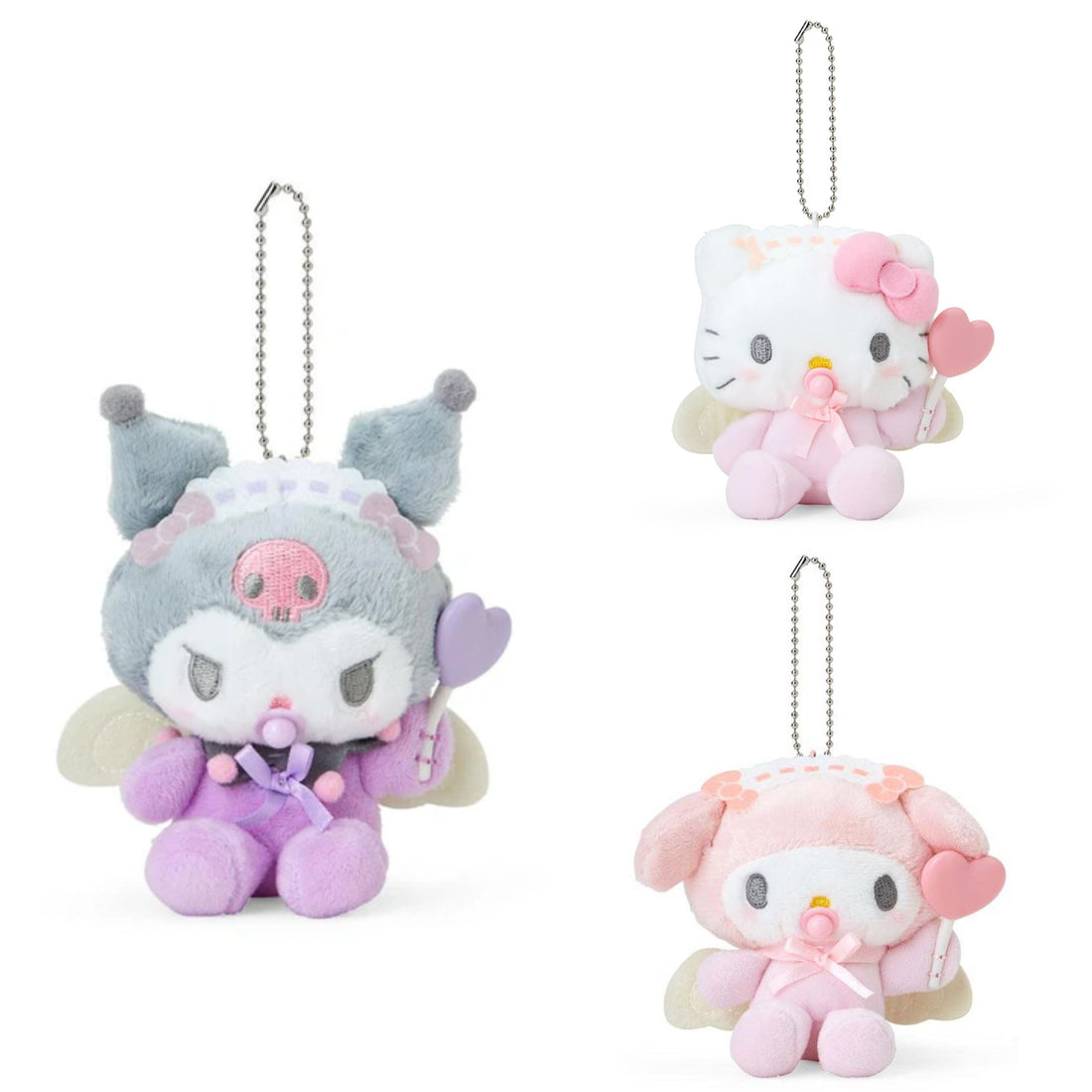 Sanrio三丽鸥|Mascot Holder / Baby Angel Heart Cane天使爱心手杖奶嘴宝宝毛绒玩偶挂件/包挂|约11×5.5×10cm