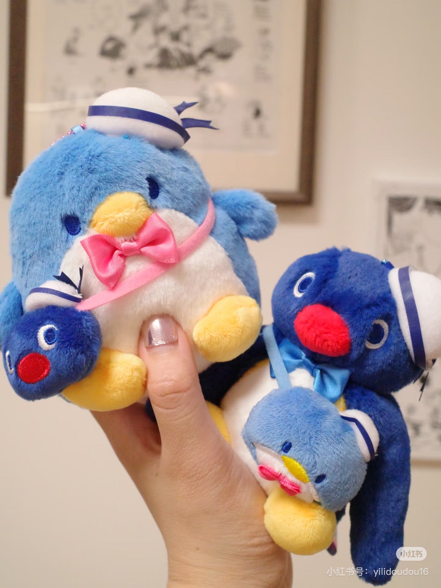 Sanrio|Tuxedosam x Pingu 45th Anniversary Mascot Holder /Plush Keychain|10.0 x 12.0 x 11.0cm approx.