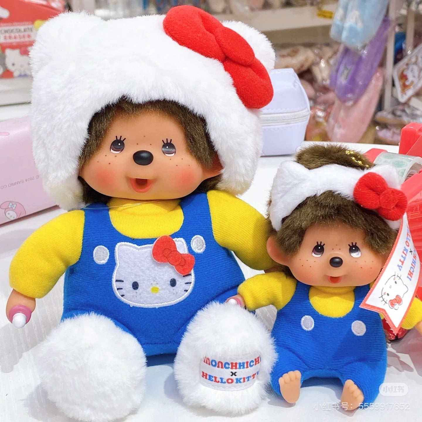 Monchhichi|Hello Kitty x Monchhichi Big Face Plush Toy|H18×W10×D7.5cm approx.