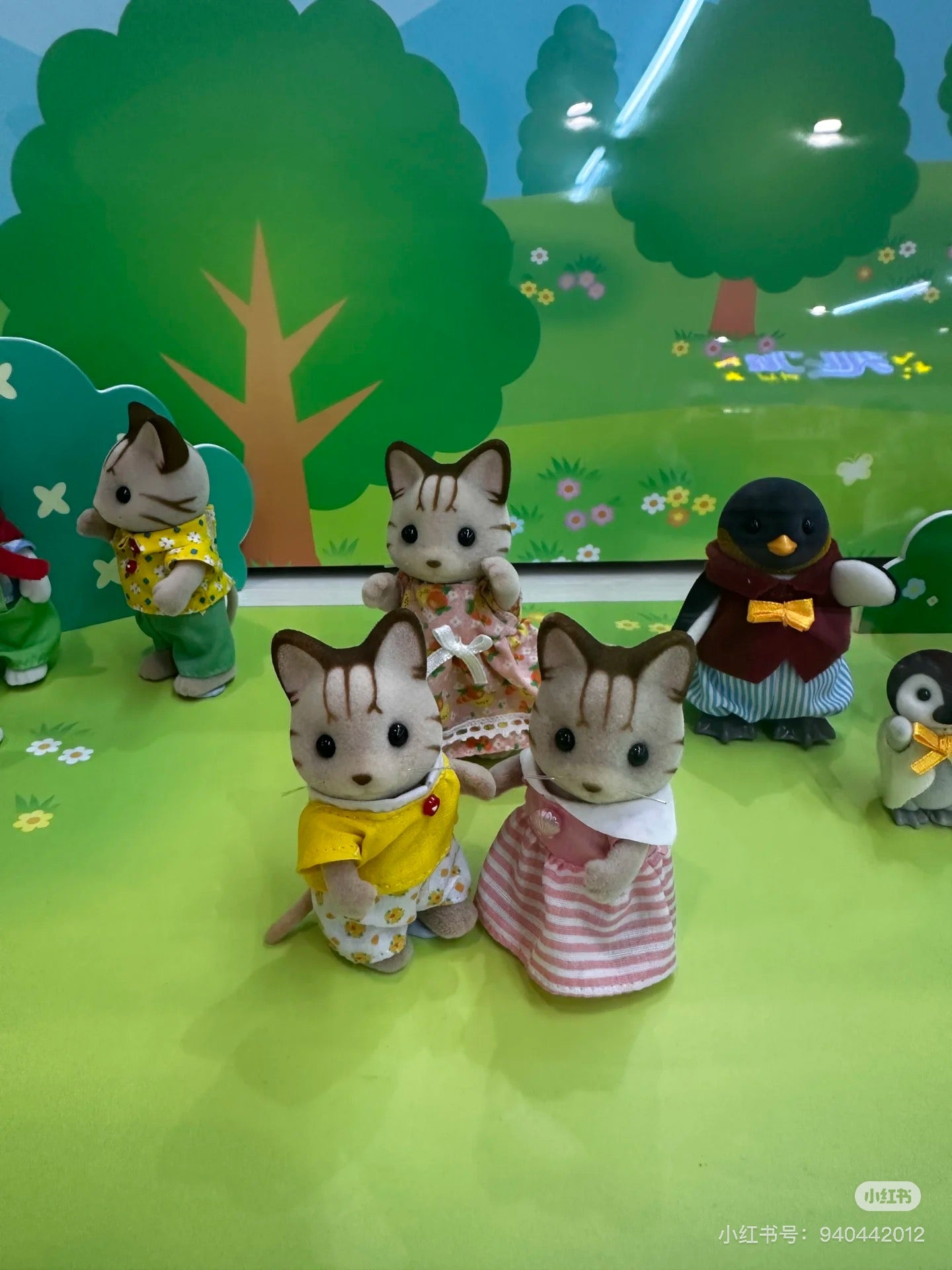 SylvanianFamilies森贝儿家族|Striped Cat Family三纹猫一家四口站宝套装玩具/过家家5180
