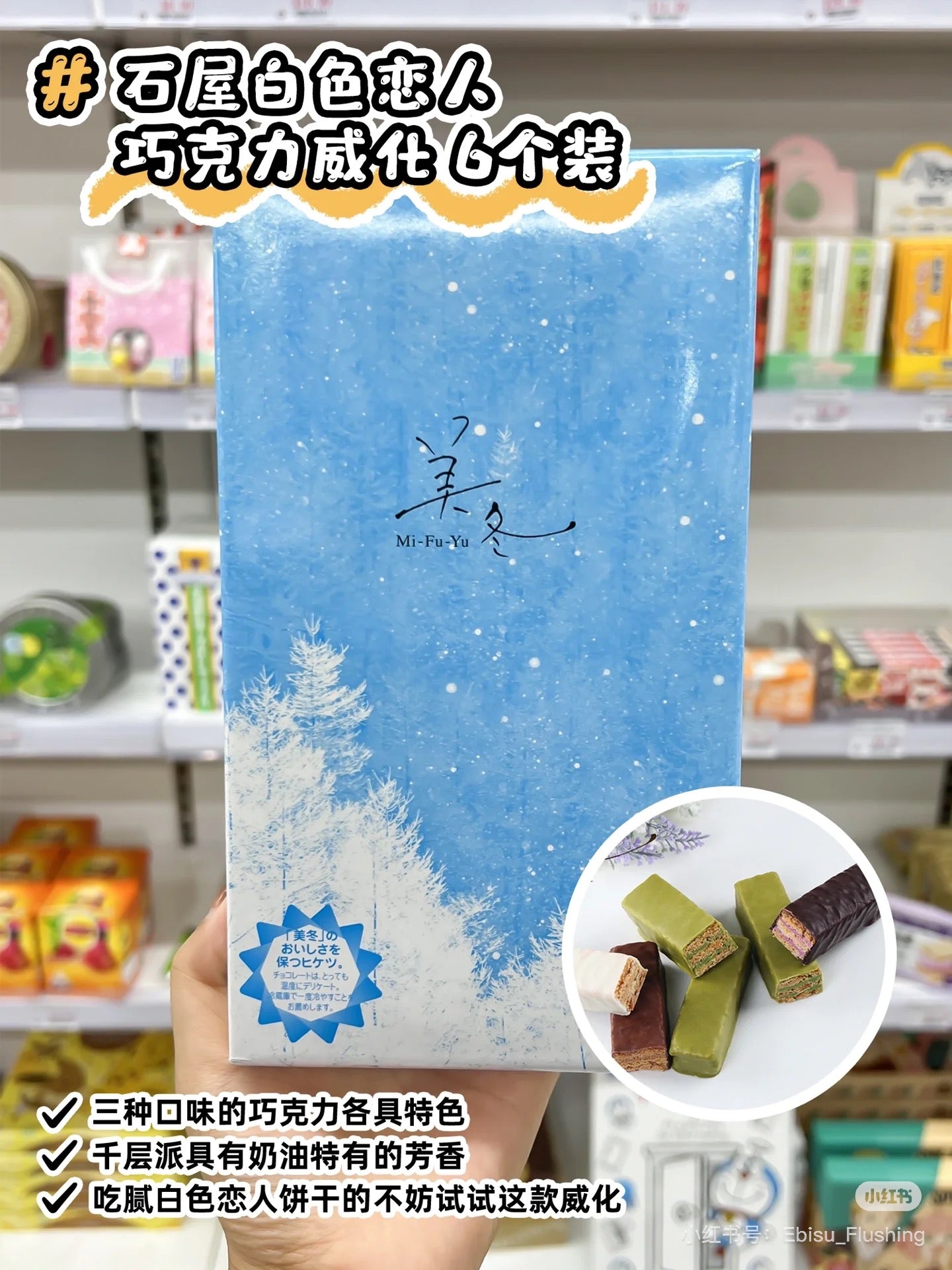 Ishiya白色恋人|北海道美冬巧克力夹心3味综合华夫礼盒/威化饼干/精美包装伴手礼|6枚【25.03】