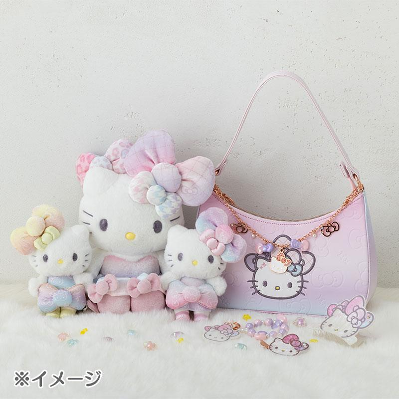 HelloKitty凯蒂猫|Birthday 50th The Fashionable Ribbons Sanrio 50周年生日限定丝绒彩虹渐变蝴蝶结毛绒玩偶挂件/包挂/眼睛里有星辰|约幅12×奥行5×高さ16cm