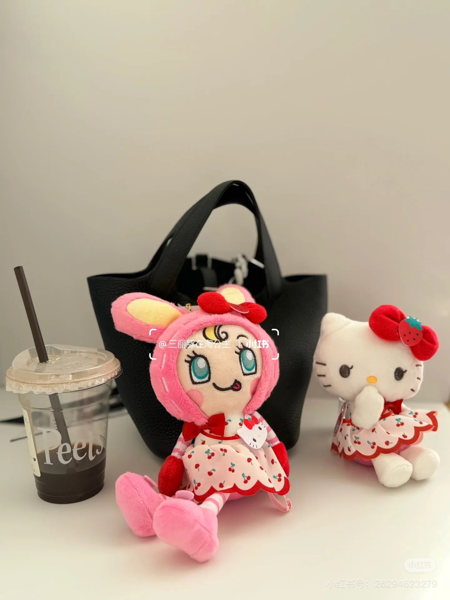 Sanrio|Mezzo Piano Rabbit Berrier-chan Cherry Dress Mascot Holder /Plush Keychain|15cm approx.