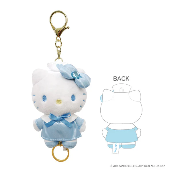 HelloKitty凯蒂猫|Plush Keychain With Reel - Hello Kitty / Nurse Blue天使护士系列可伸缩毛绒玩偶钥匙扣挂件/包挂|约H116 × W75 × D63mm