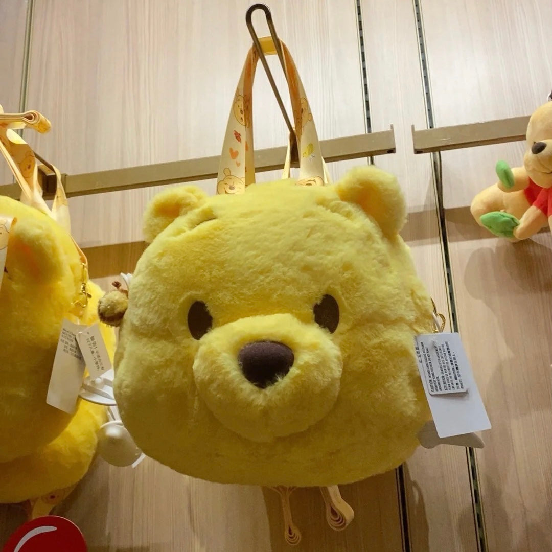 Disney SH|winnie the pooh维尼大脸毛绒包/噗噗手提包|约24x24x15cm