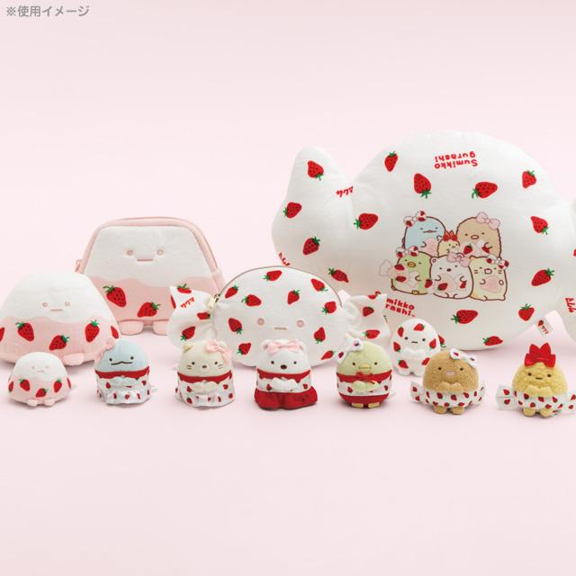 Sumikko gurashi角落生物|San-X Die-cut Cushion Sakuma Strawberry Milk Candy草莓奶糖系列糖果造型抱枕/靠垫|约90×130×85mm