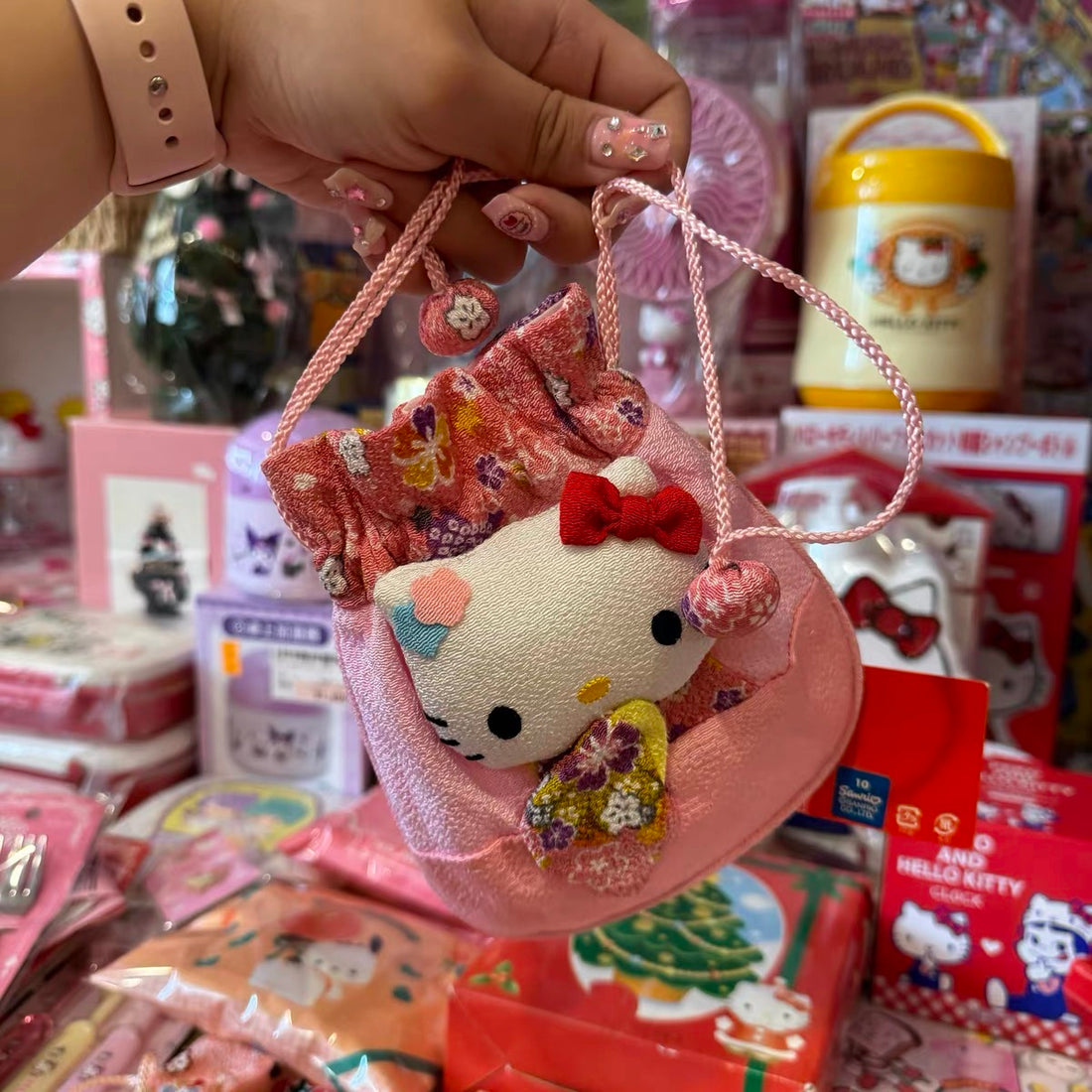Hello kitty|kimono Drawstring Pouch|155 x 180mm approx.