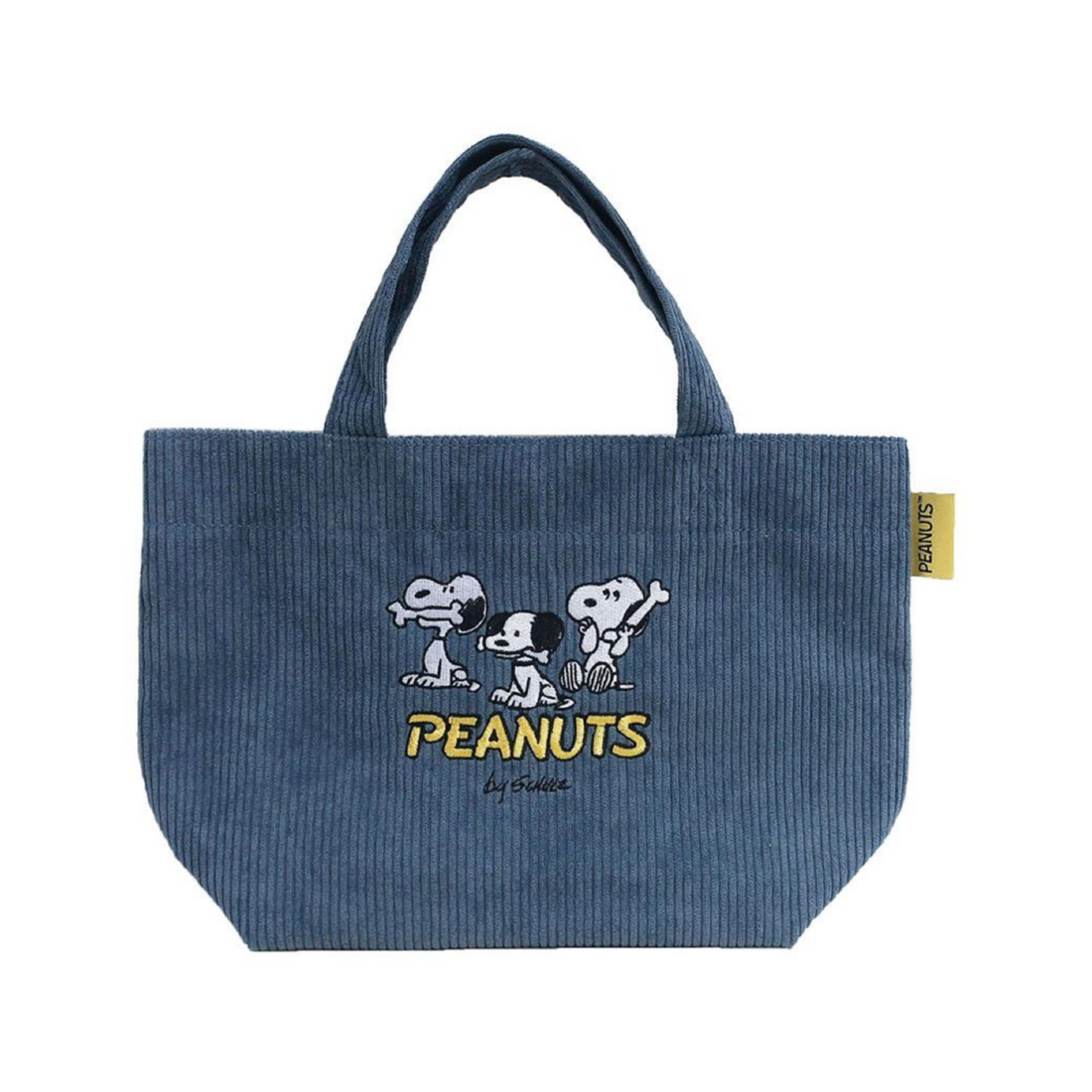 SNOOPY史努比|Peanuts75周年限定蓝色灯芯绒迷你托特包/手提包|约宽30cm/深10cm/高20cm