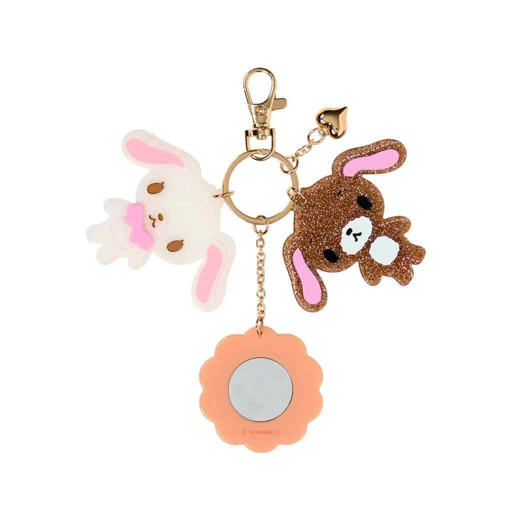 Sanrio|Sugarbunnies Glitter Pearl Marble Acrylic Keychain Bag Charm with Mirror|7.5×0.5×5.5cm approx.