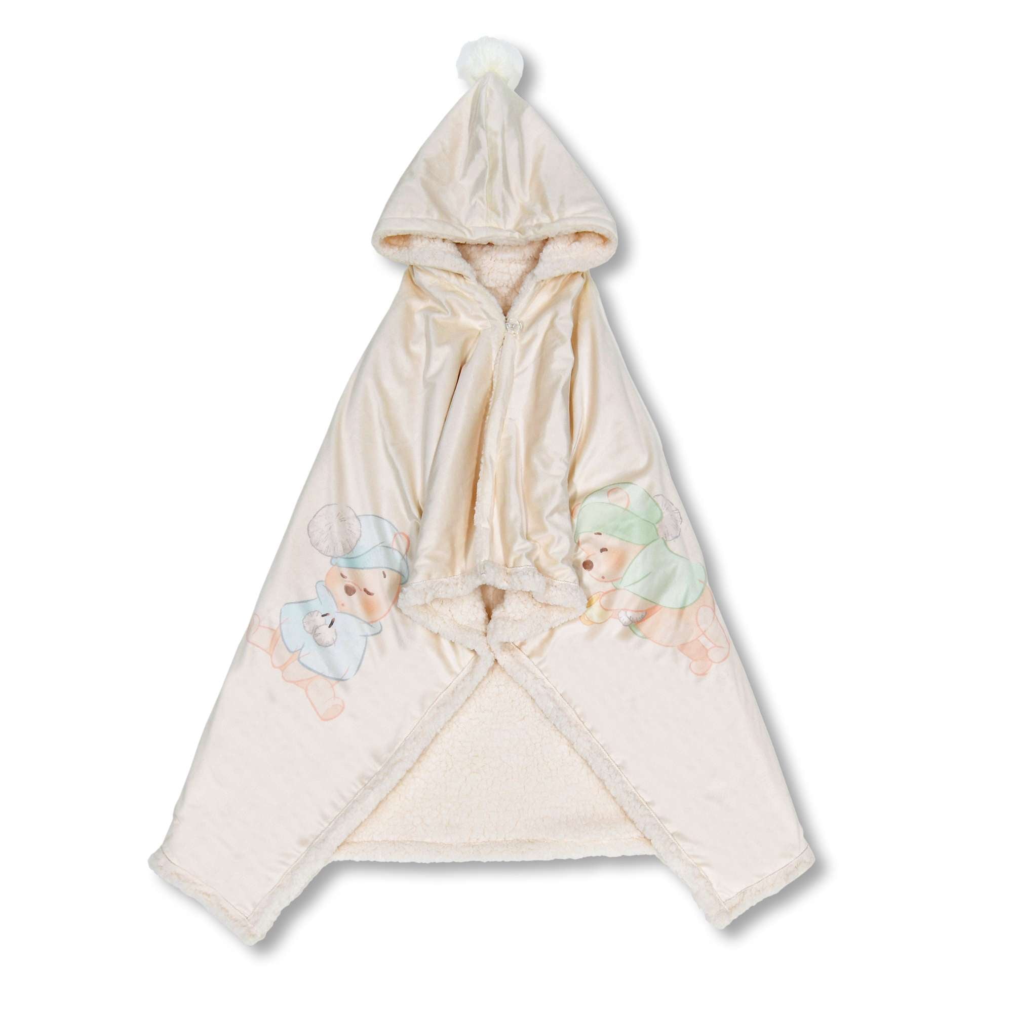 Disney迪士尼|Winnie the Pooh Fruit Latte Color White Pooh东迪冬日限定水果拿铁色睡衣睡帽斗篷系列噗噗维尼超柔软连帽穿戴毛毯/可收纳|约166cm