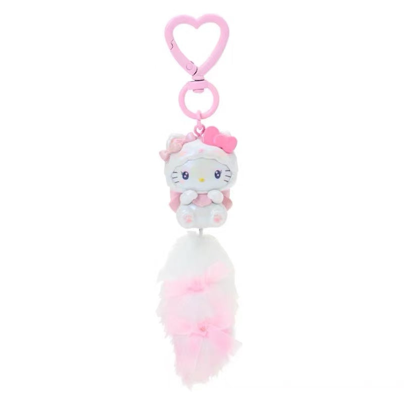 Sanrio|Milky Kitten Dangling Tail Mascot Strap /Plush Keychain|3.5×2.5×10.5cm approx.