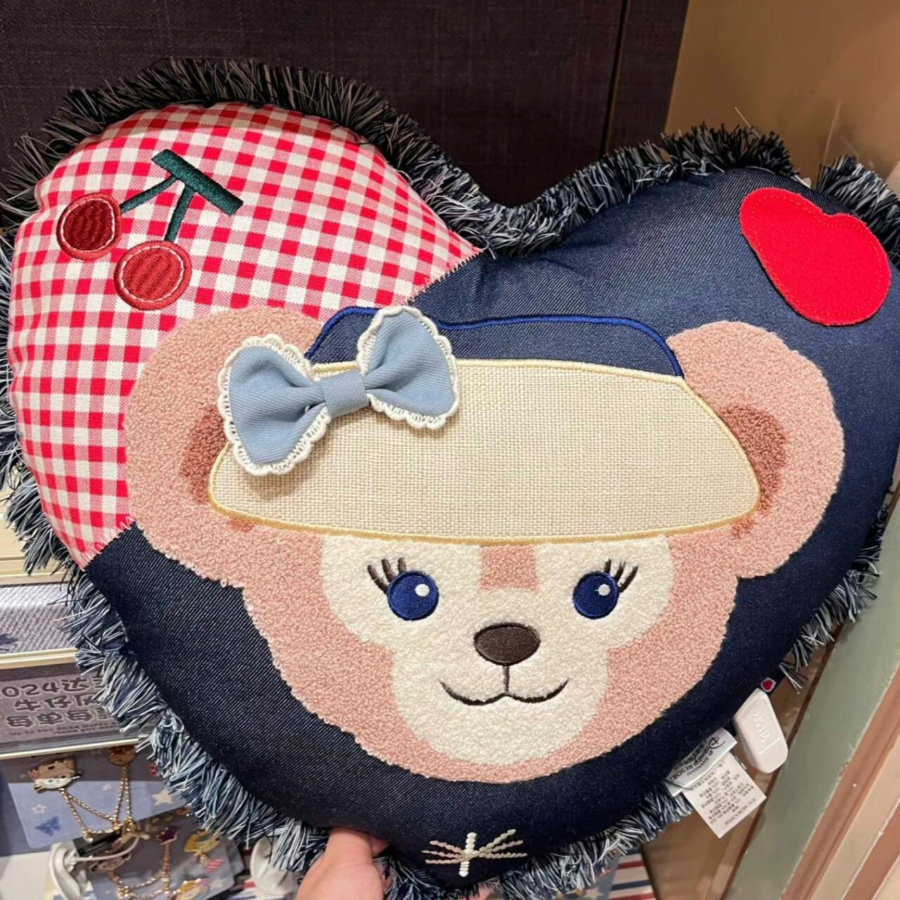 Disney SH|牛仔系列ShellieMay雪莉玫&LinaBell玲娜贝儿双面图案爱心抱枕/靠垫