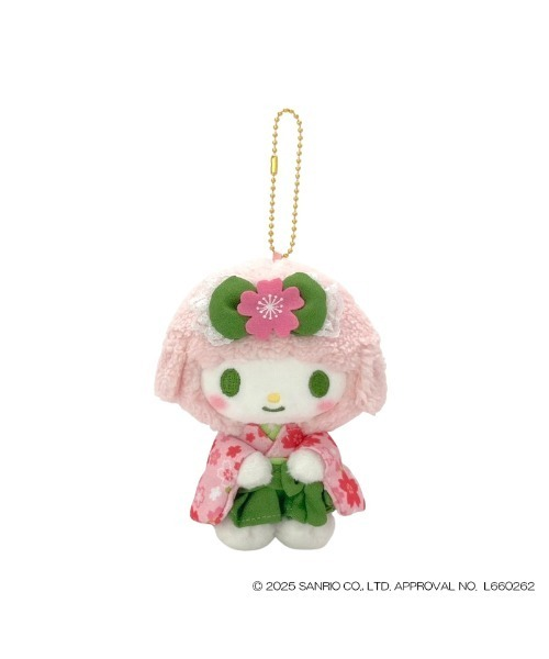 Sanrio|Matcha Sakura Kimono Mascot Pouch Plush Keychain|90×145×70mm approx.