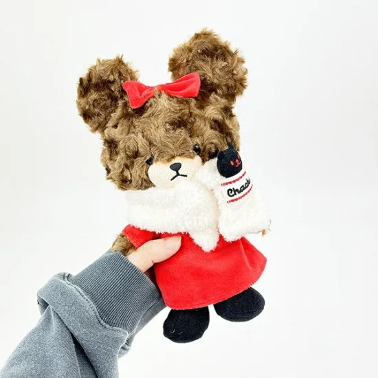 The bear’s school上学熊|Fluffy Hood S Plush Toy冬日围巾大衣毛茸茸玩偶/公仔|约H19 x W16 x D10cm
