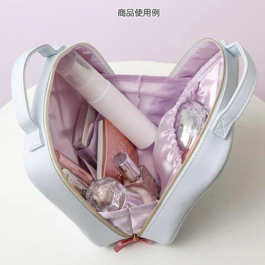 Rilakkuma轻松熊|Korilakkuma Cosmetic Pouch Sky Cotton Candy San-X天空白云棉花糖系列菱格纹大容量化妆包/收纳包|约150×180×60mm