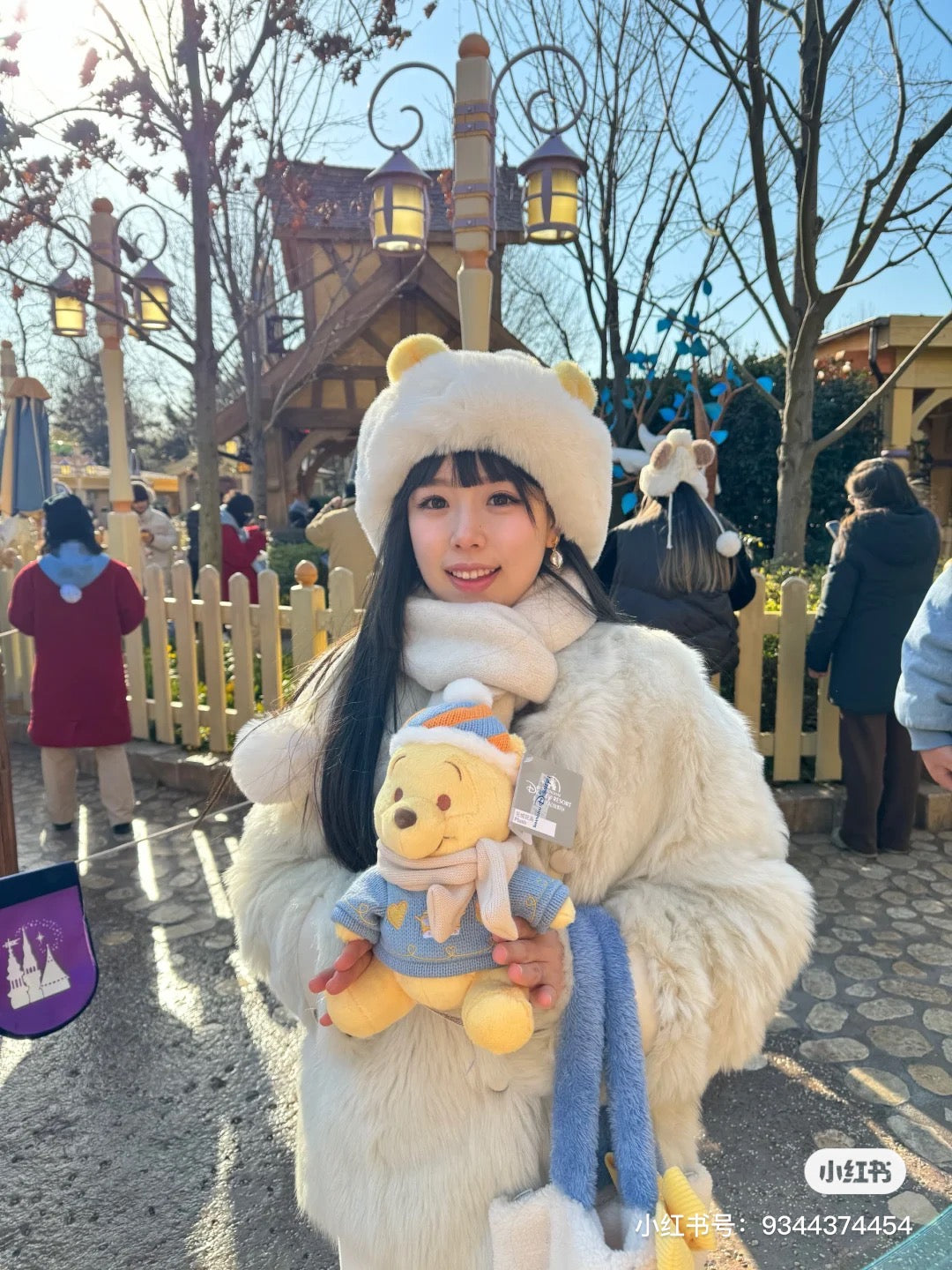 Disney SH|winnie the pooh冬日毛衣围巾噗噗公仔/玩偶