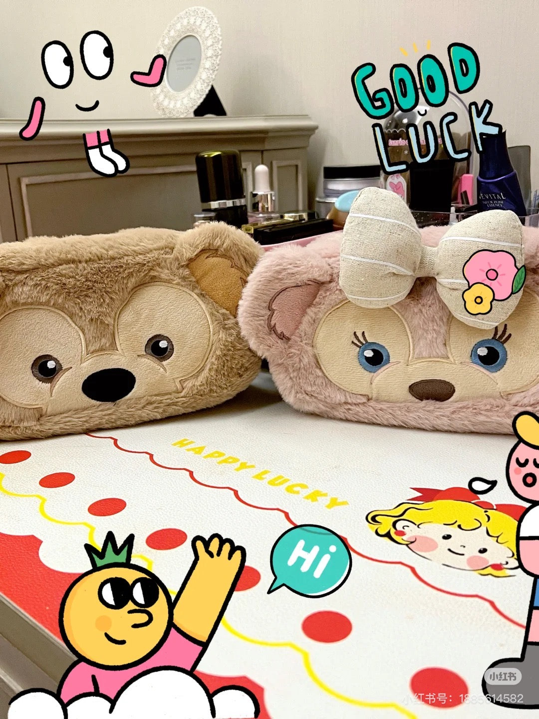 Disney SH|Duffy达菲/ShellieMay雪莉玫/玫玫大容量毛绒笔袋