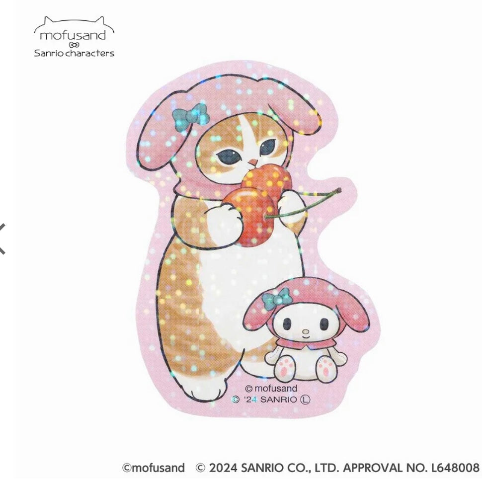 Mofusand|Sanrio联名限定鲨鱼猫Freshly Caught新鲜采摘系列细闪贴纸盲盒/全13种|1枚入