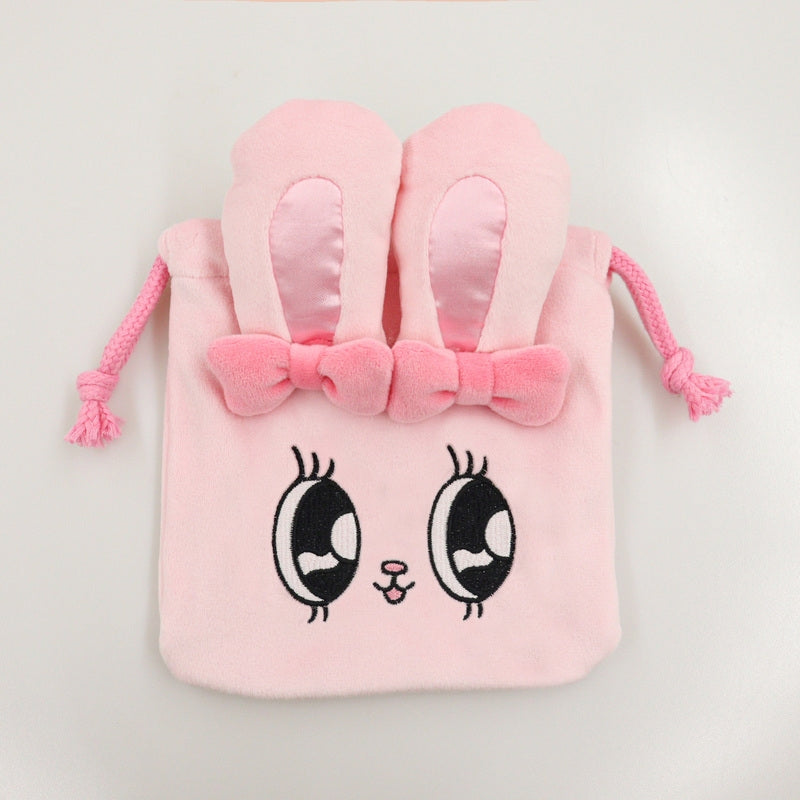 EstherBunny艾丝乐小兔|奶油兔脸型束口袋/巾着包/收纳袋/内里有也有兔兔图案|约H150xW130mm