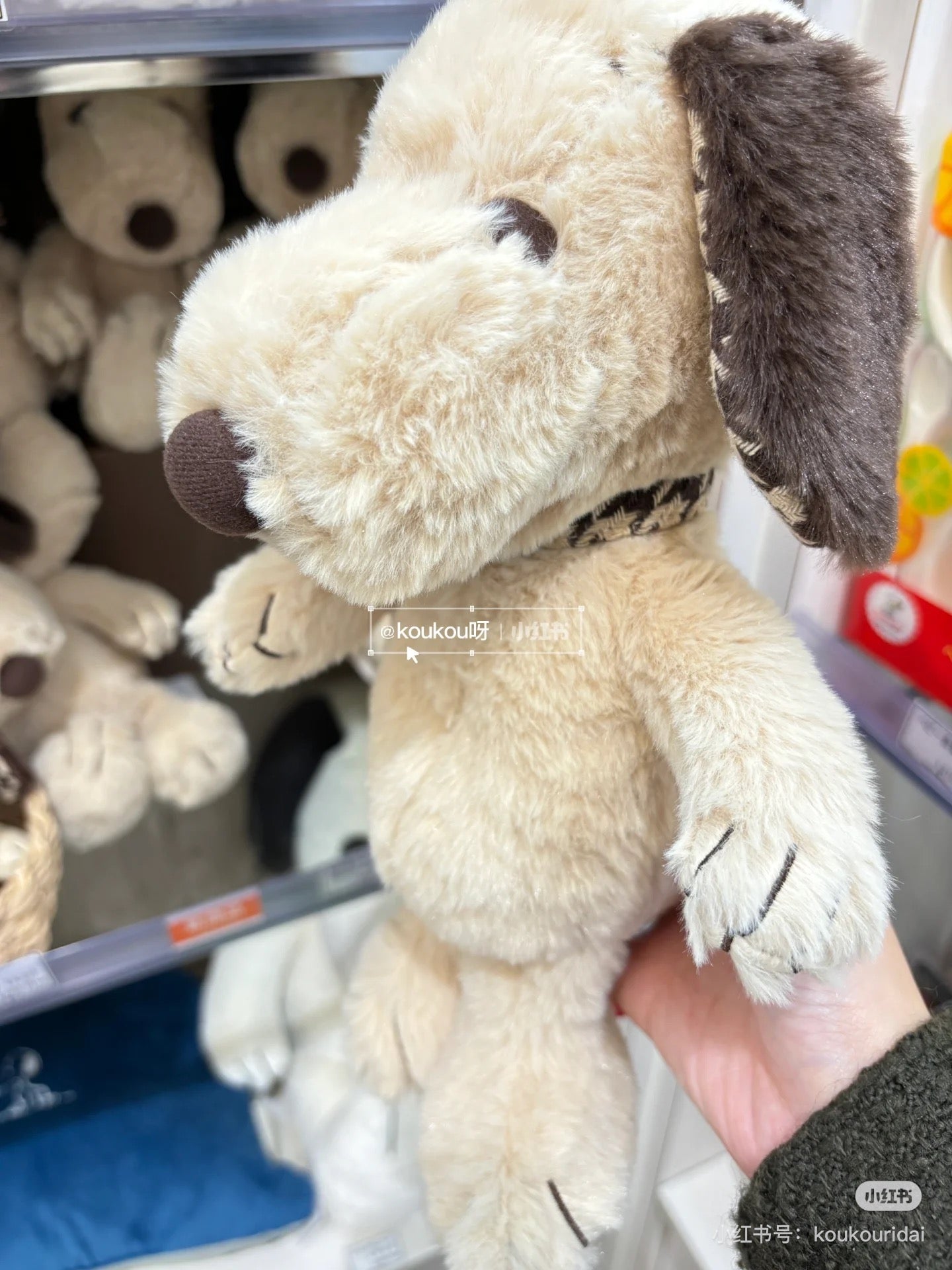 Snoopy史努比|Mocha Check S Plush Toy Interior Brown摩卡茶色千鸟格耳朵超好摸S号毛绒公仔/玩偶|约23cm×17cm×16cm