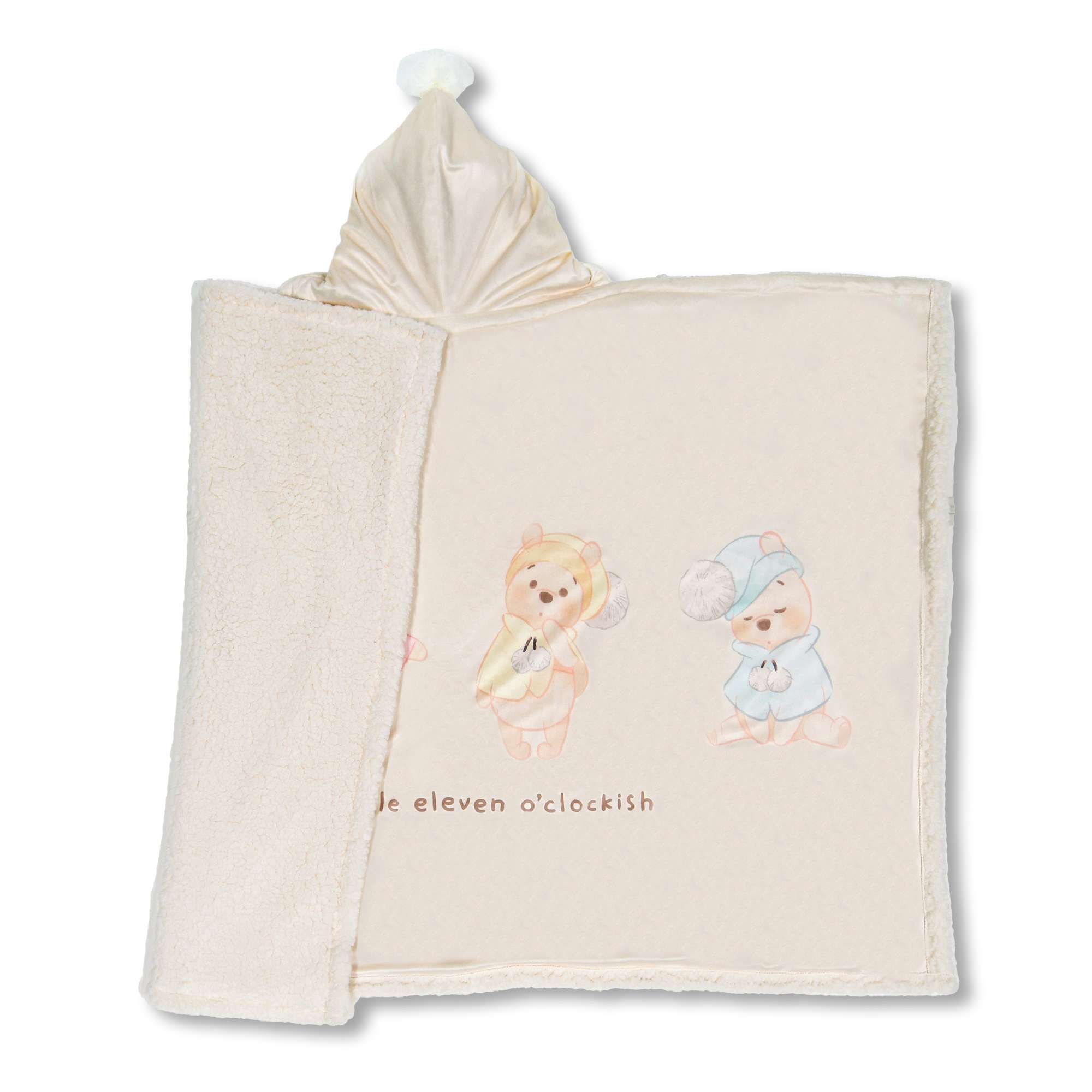 Disney迪士尼|Winnie the Pooh Fruit Latte Color White Pooh东迪冬日限定水果拿铁色睡衣睡帽斗篷系列噗噗维尼超柔软连帽穿戴毛毯/可收纳|约166cm