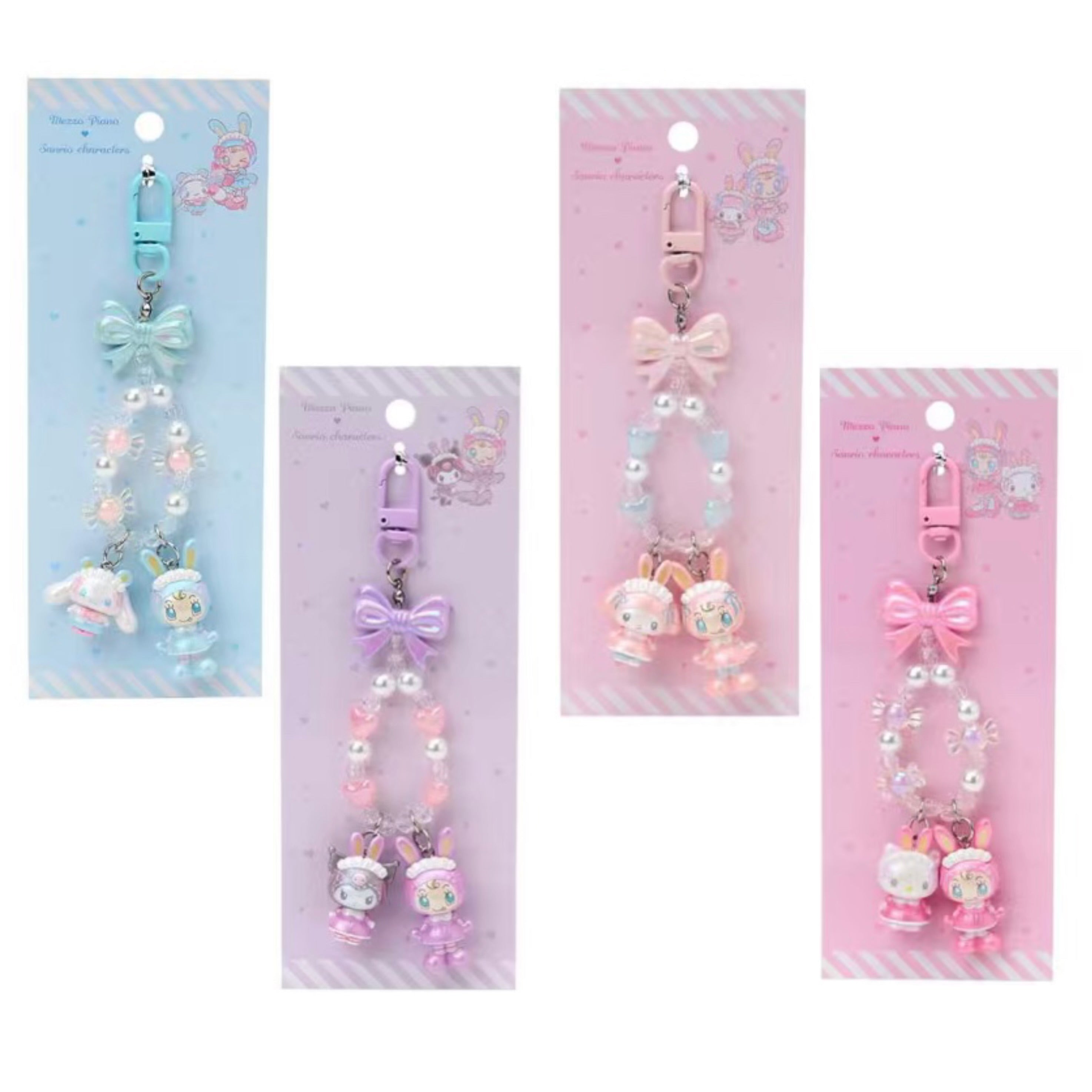 Sanrio|Mezzo Piano Rabbit Characters Phone Holder Keychain with Key Ring Charm|2×1.5×4cm approx.