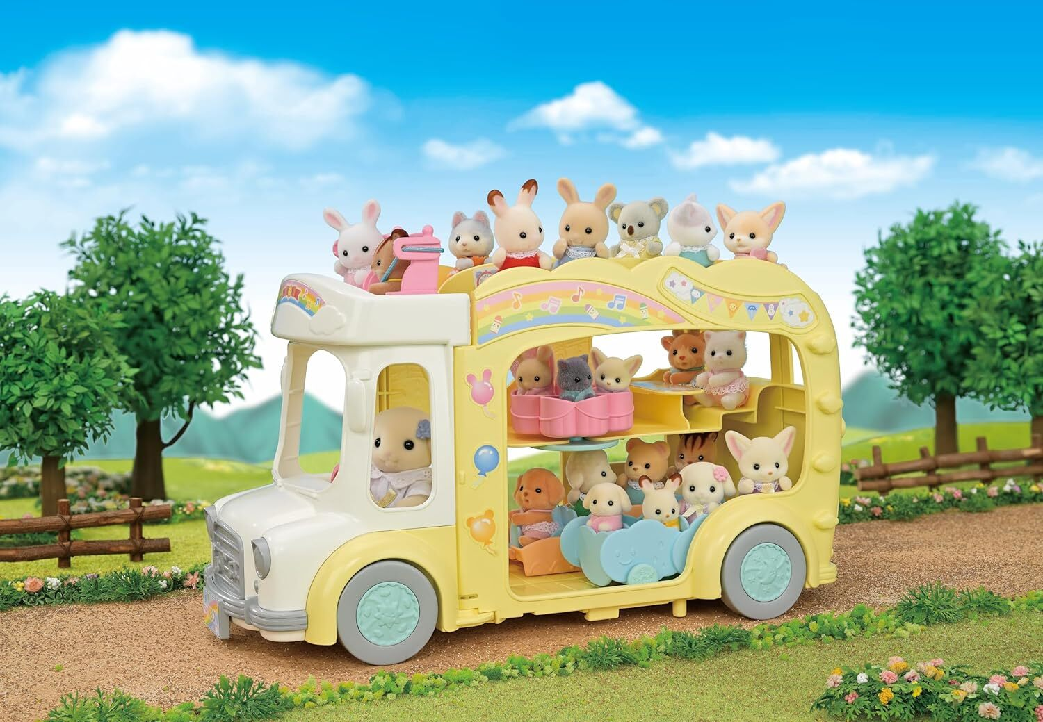 SylvanianFamilies森贝儿家族|Rainbow Fun Nursery Bus 彩虹校车套组/不含玩偶/套组/玩具/过家家5744