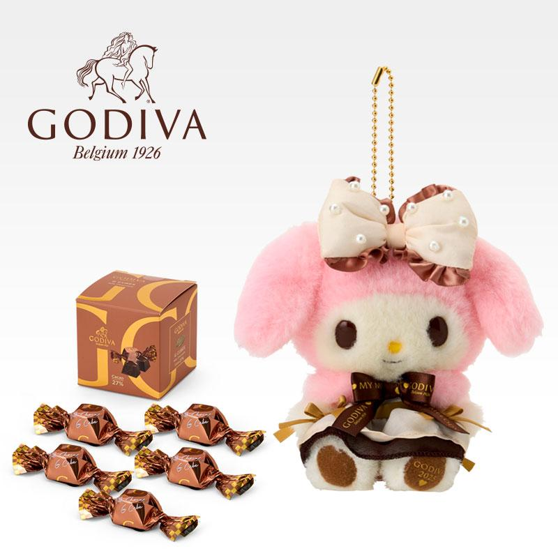 Sanrio三丽鸥|Plush Keychain Hello Kitty Sanrio x GODIVA 2025歌帝梵联名巧克力+毛绒玩偶挂件礼物套装/礼盒