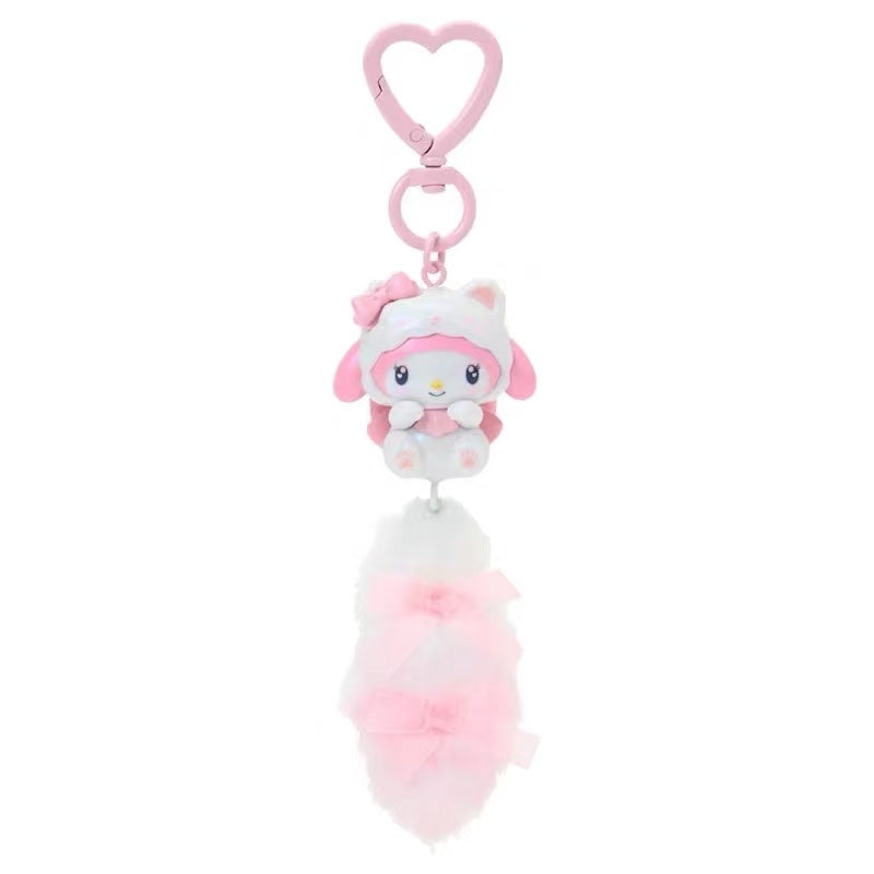 Sanrio|Milky Kitten Dangling Tail Mascot Strap /Plush Keychain|3.5×2.5×10.5cm approx.