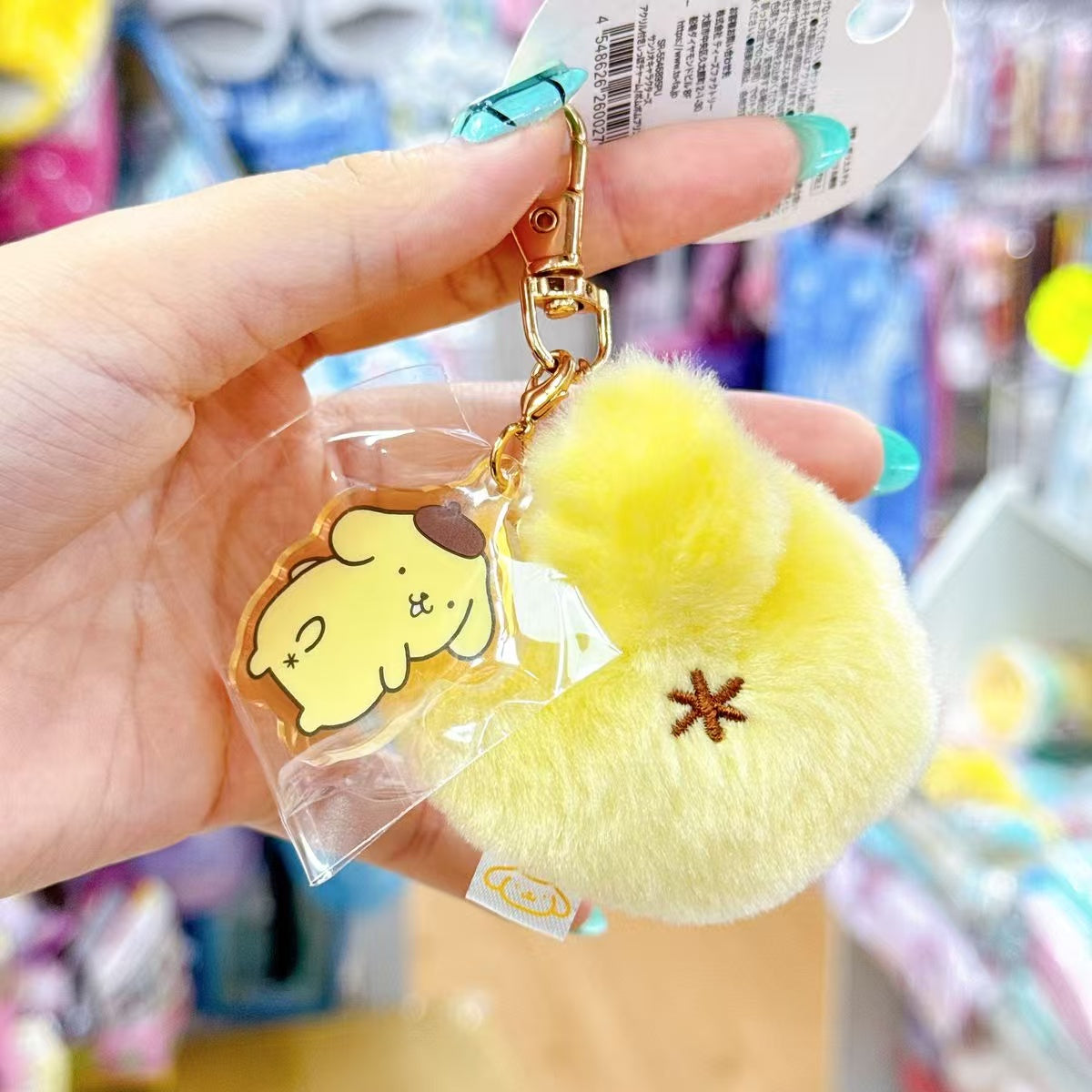 Sanrio|Acrylic Attached Tail Charm Mascot Holder /Plush Keychain|8cm x 6cm x 0.5cm approx.