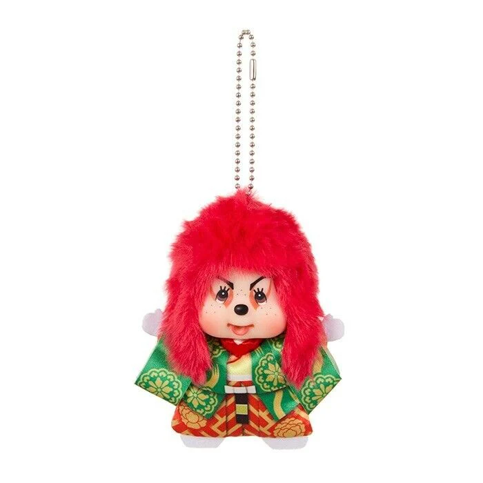 Monchhichi|Kabuki & Renjishi Fujimusume Mascot Holder /Plush Keychain|H11 x W9 x D5cm approx.