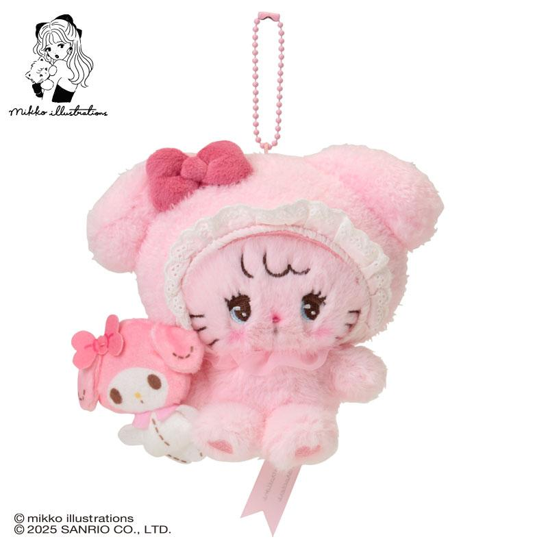 Sanrio|Mikko Illustrations Characters Mascot Holder /Plush Keychain|12cm W x 8.5cm D x 13cm H approx.