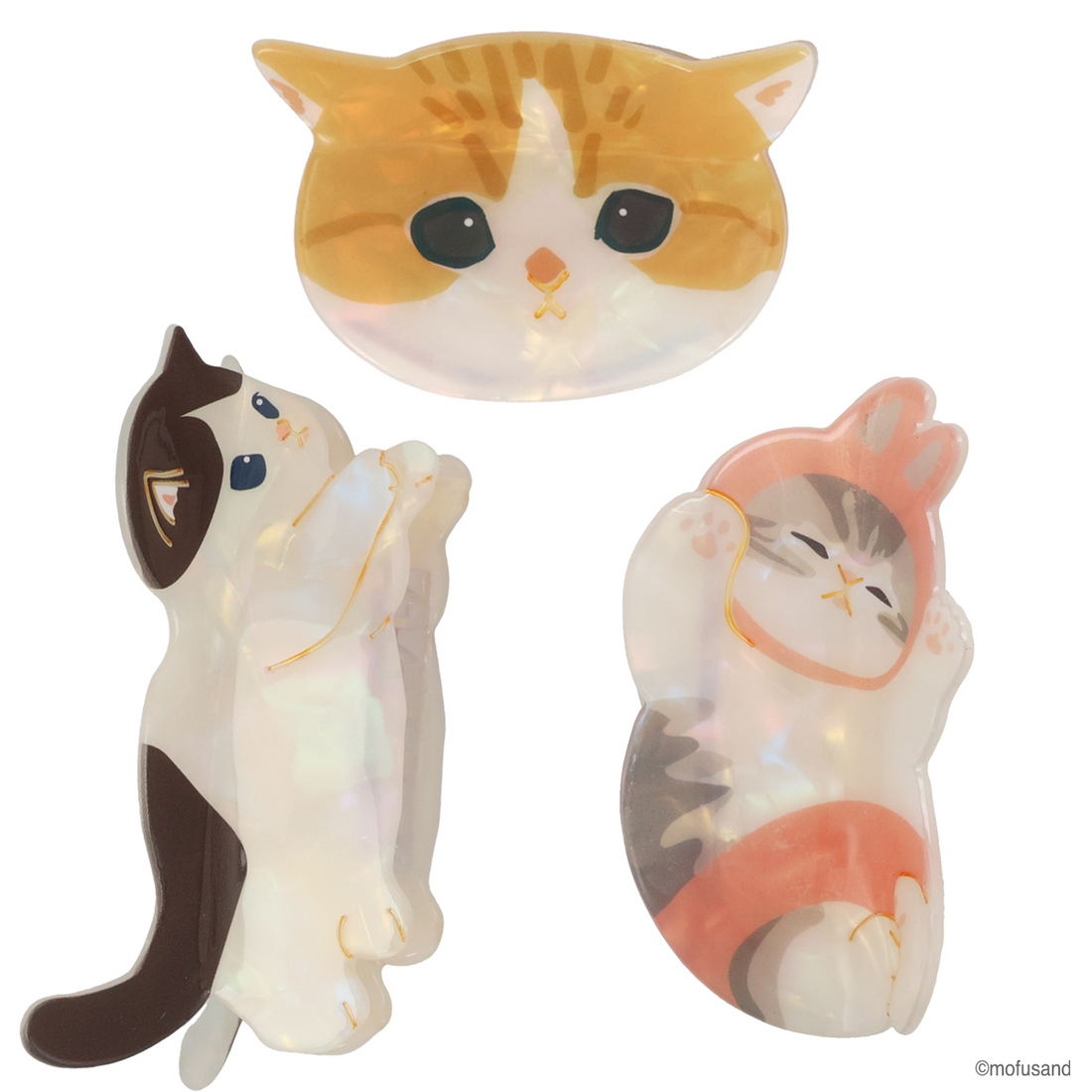 Mofusand|Pearl Acrylic Hair Claw Clip - Cat|H60 × W80 × D45mm approx.