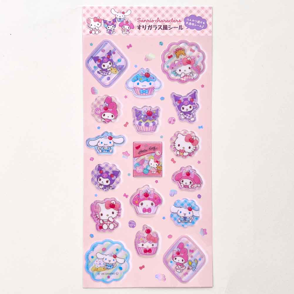 Sanrio| Characters Frosted Glass Style Stickers|H175mm×W90mm approx.